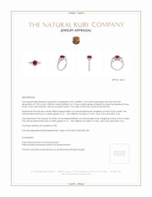 1.62 Ct. Ruby Natural Diamond Three Stone Ring, Platinum 950 Appraisal
