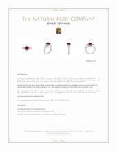 1.62 Ct. Ruby and Natural Diamond Three Stone Ring, Platinum 950 Appraisal