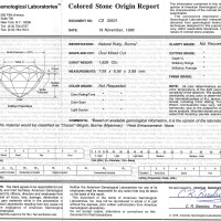 1.62 Ct. Ruby Natural Diamond Three Stone Ring, Platinum 950 Scan Report