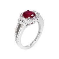 1.48 Ct. Ruby Natural Diamond Three Stone Ring, Platinum 950 Image