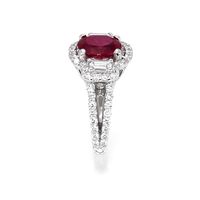 1.48 Ct. Ruby Natural Diamond Three Stone Ring, Platinum 950 Image