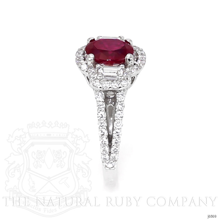 1.48 Ct. Ruby Natural Diamond Three Stone Ring, Platinum 950