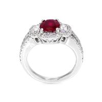 1.48 Ct. Ruby Natural Diamond Three Stone Ring, Platinum 950 Image