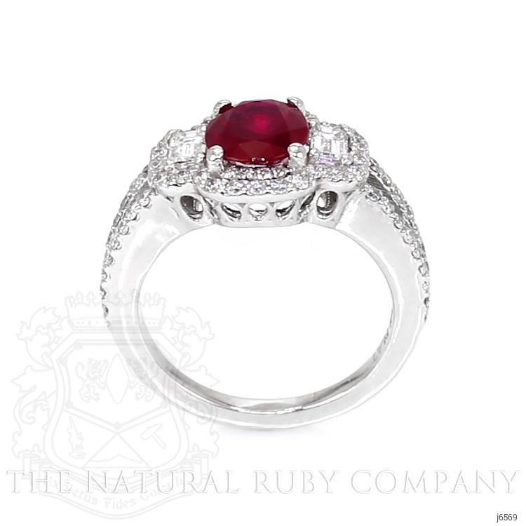 1.48 Ct. Ruby Natural Diamond Three Stone Ring, Platinum 950