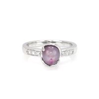 2.20 Ct. Purple Sapphire and Natural Diamond Pave Ring, 14K White Gold Video
