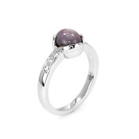 2.20 Ct. Purple Sapphire and Natural Diamond Pave Ring, 14K White Gold Image