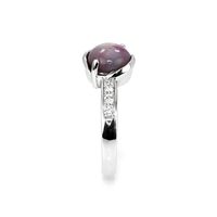 2.20 Ct. Purple Sapphire and Natural Diamond Pave Ring, 14K White Gold Image