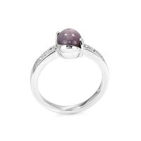 2.20 Ct. Purple Sapphire and Natural Diamond Pave Ring, 14K White Gold Image