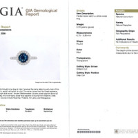 1.55 Ct. Greenish Blue Sapphire and Natural Diamond Pave Ring, 18K White Gold Scan Report