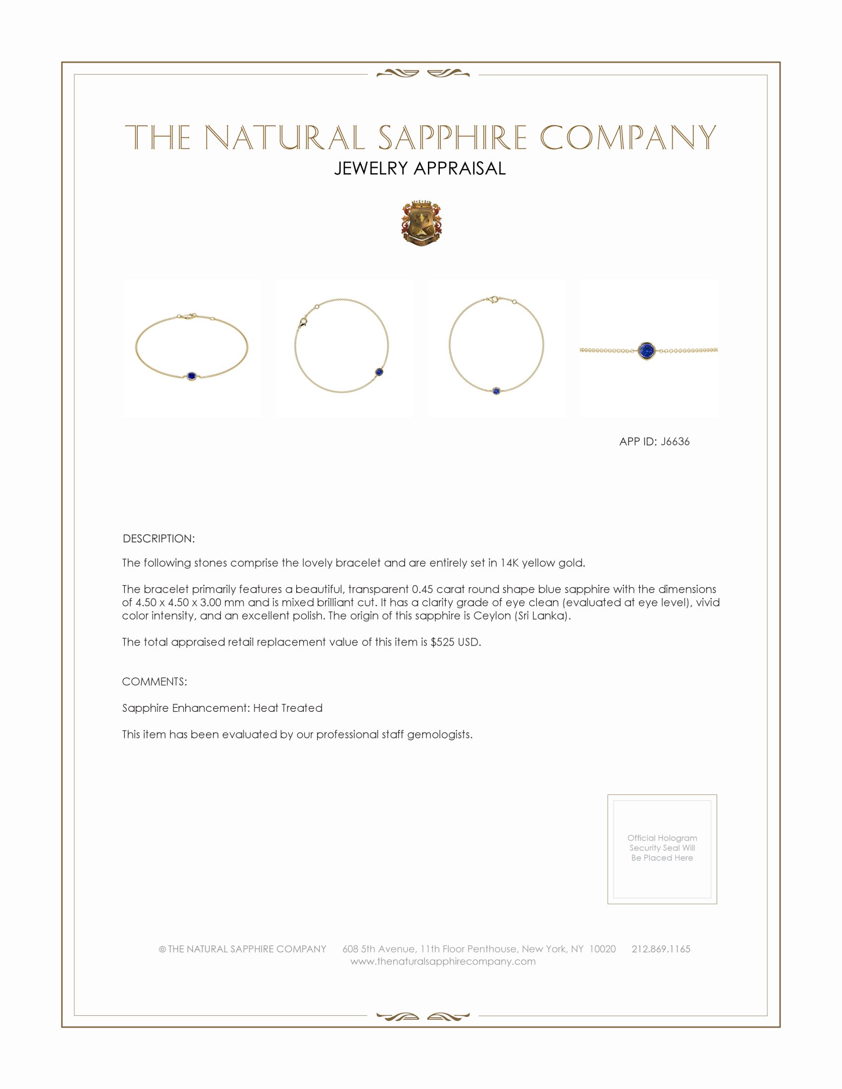 0.45 Ct.Tw. Blue Sapphire Bezel Bracelet, 14K Yellow Gold