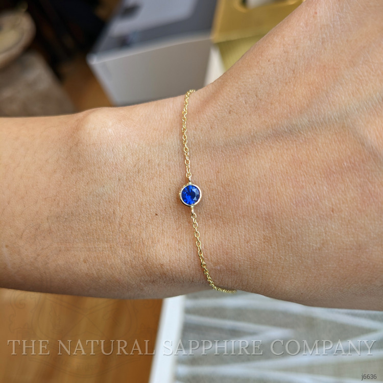 0.45 Ct.Tw. Blue Sapphire Bezel Bracelet, 14K Yellow Gold