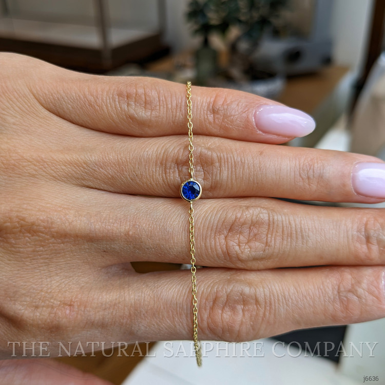 0.45 Ct.Tw. Blue Sapphire Bezel Bracelet, 14K Yellow Gold