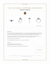 1.55 Ct. Blue Sapphire and Natural Diamond Antique Style Ring, 14K White Gold Appraisal