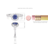 1.55 Ct. Blue Sapphire and Natural Diamond Antique Style Ring, 14K White Gold Image