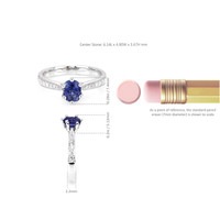 1.02 Ct. Blue Sapphire and Natural Diamond Antique Style Ring, 18K White Gold Image