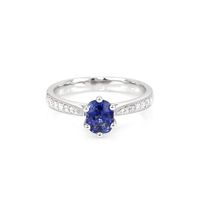 1.02 Ct. Blue Sapphire and Natural Diamond Antique Style Ring, 18K White Gold Video
