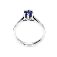 1.02 Ct. Blue Sapphire and Natural Diamond Antique Style Ring, 18K White Gold Image