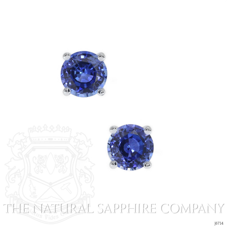 0.65 Ct.Tw. Blue Sapphire Studs Earrings, 14K White Gold