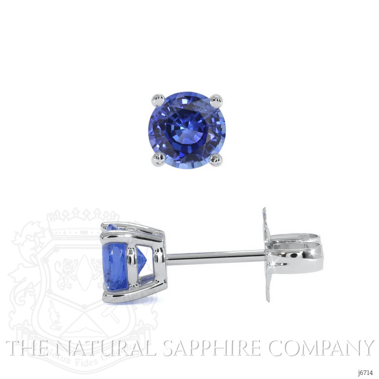 0.65 Ct.Tw. Blue Sapphire Studs Earrings, 14K White Gold