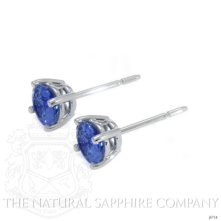 0.65 Ct.Tw. Blue Sapphire Studs Earrings, 14K White Gold