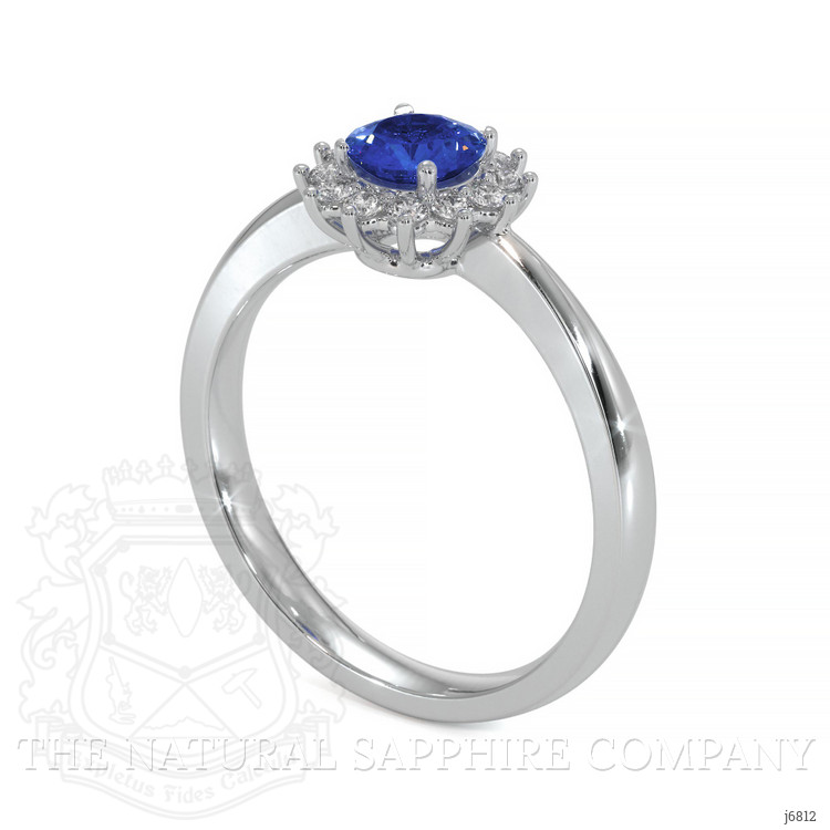 0.45 Ct. Blue Sapphire and Natural Diamond Halo Ring, 14K White Gold