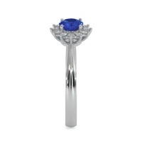 0.45 Ct. Blue Sapphire and Natural Diamond Halo Ring, 14K White Gold Image