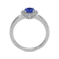 0.45 Ct. Blue Sapphire and Natural Diamond Halo Ring, 14K White Gold Image