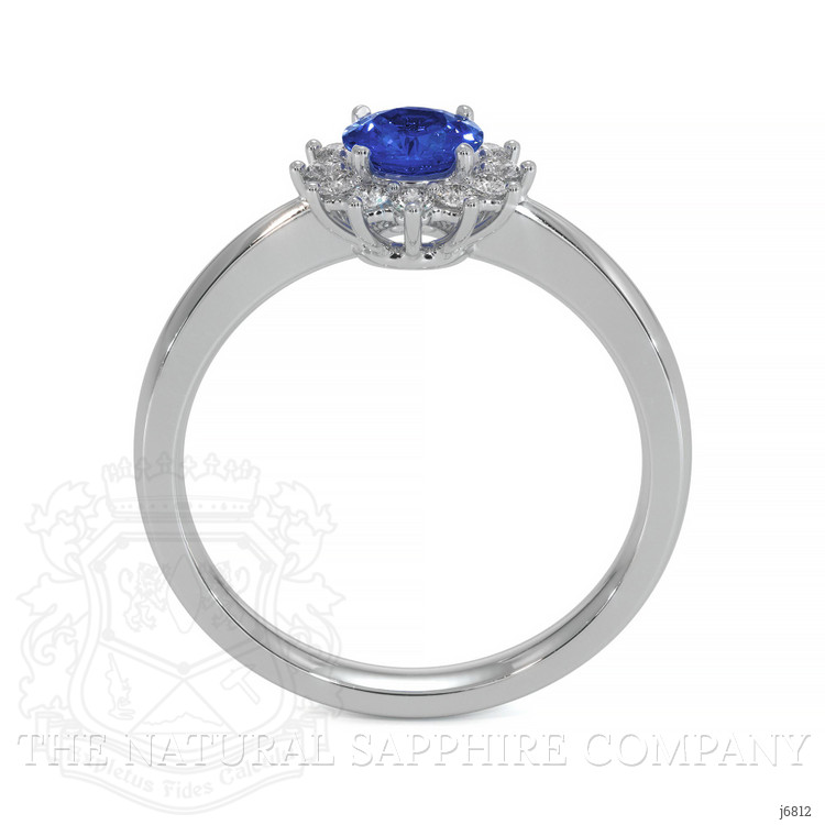 0.45 Ct. Blue Sapphire and Natural Diamond Halo Ring, 14K White Gold