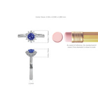 0.45 Ct. Blue Sapphire and Natural Diamond Halo Ring, 14K White Gold Image