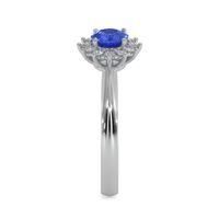 0.45 Ct. Blue Sapphire and Natural Diamond Halo Ring, 14K White Gold Image