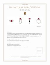 3.04 Ct. Ruby and Natural Diamond Three Stone Ring, Platinum 950 Appraisal