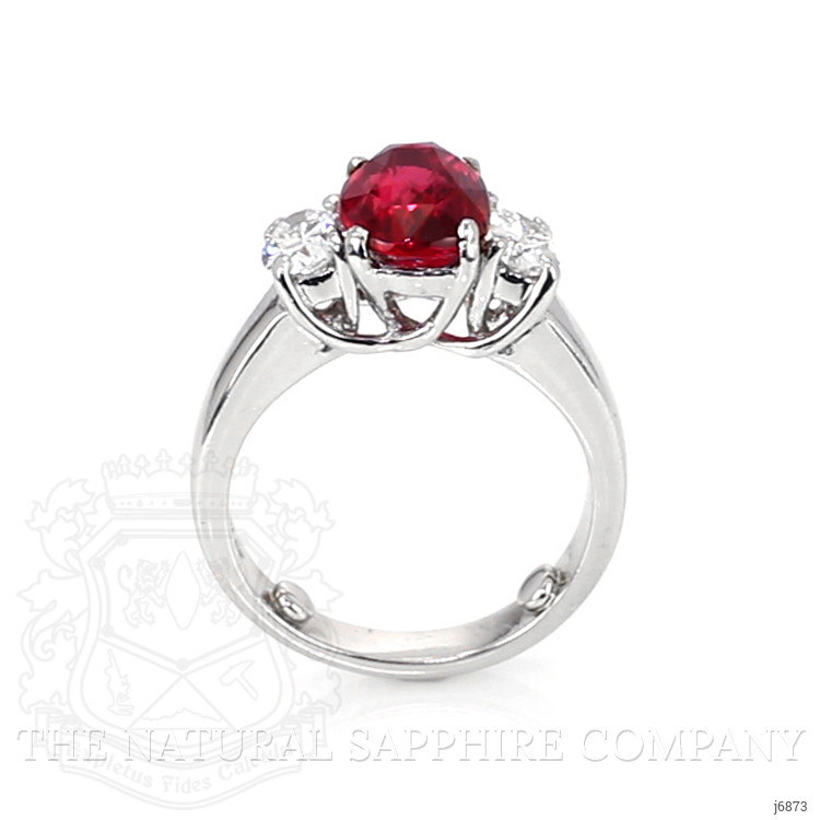 3.04 Ct. Ruby and Natural Diamond Three Stone Ring, Platinum 950