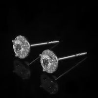 0.45 Ct.Tw. White Sapphire and Natural Diamond Pave Earrings, 18K White Gold Image