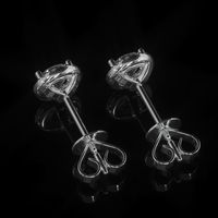 0.45 Ct.Tw. White Sapphire and Natural Diamond Pave Earrings, 18K White Gold Image