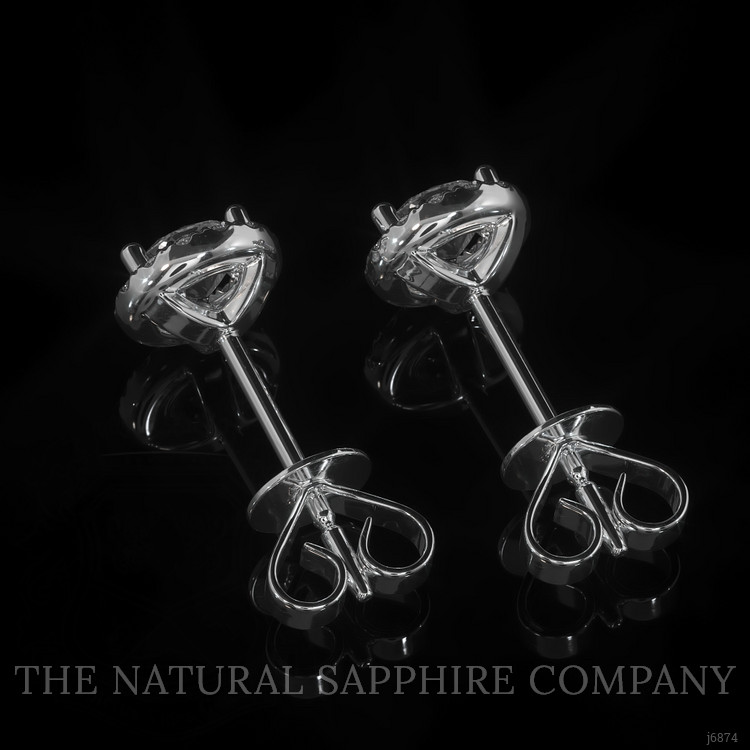 0.45 Ct.Tw. White Sapphire and Natural Diamond Pave Earrings, 18K White Gold