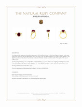 4.24 Ct. Ruby and Natural Diamond Three Stone Ring, 18K Yellow Gold Appraisal
