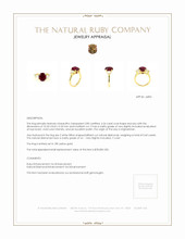 4.24 Ct. Ruby Natural Diamond Three Stone Ring, 18K Yellow Gold Appraisal