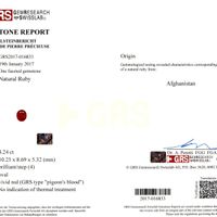 4.24 Ct. Ruby Natural Diamond Three Stone Ring, 18K Yellow Gold Scan Report