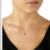 0.30 Ct. Blue Sapphire and Natural Diamond Pave Pendant, 18K White Gold Image