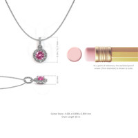 0.32 Ct. Pink Sapphire and Natural Diamond Pave Pendant, 18K White Gold Image