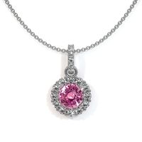 0.32 Ct. Sapphire Natural Diamond Pave Pendant, 18K White Gold Video