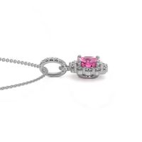 0.32 Ct. Pink Sapphire and Natural Diamond Pave Pendant, 18K White Gold Image