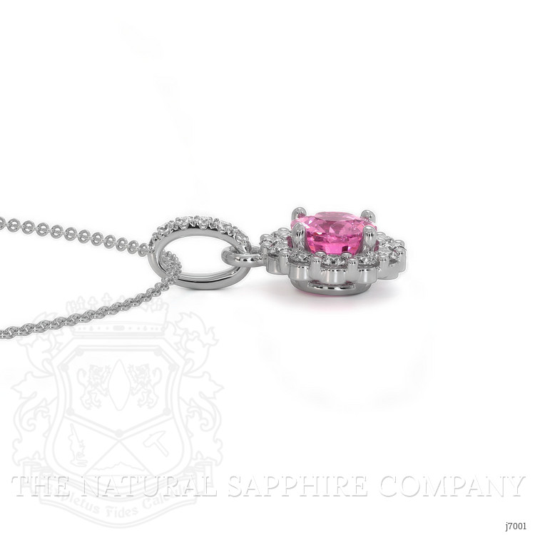 0.32 Ct. Pink Sapphire and Natural Diamond Pave Pendant, 18K White Gold
