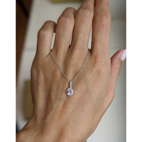 0.32 Ct. Pink Sapphire and Natural Diamond Pave Pendant, 18K White Gold Life Style
