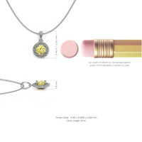 0.23 Ct. Yellow Sapphire and Natural Diamond Pave Pendant, 14K White Gold Image