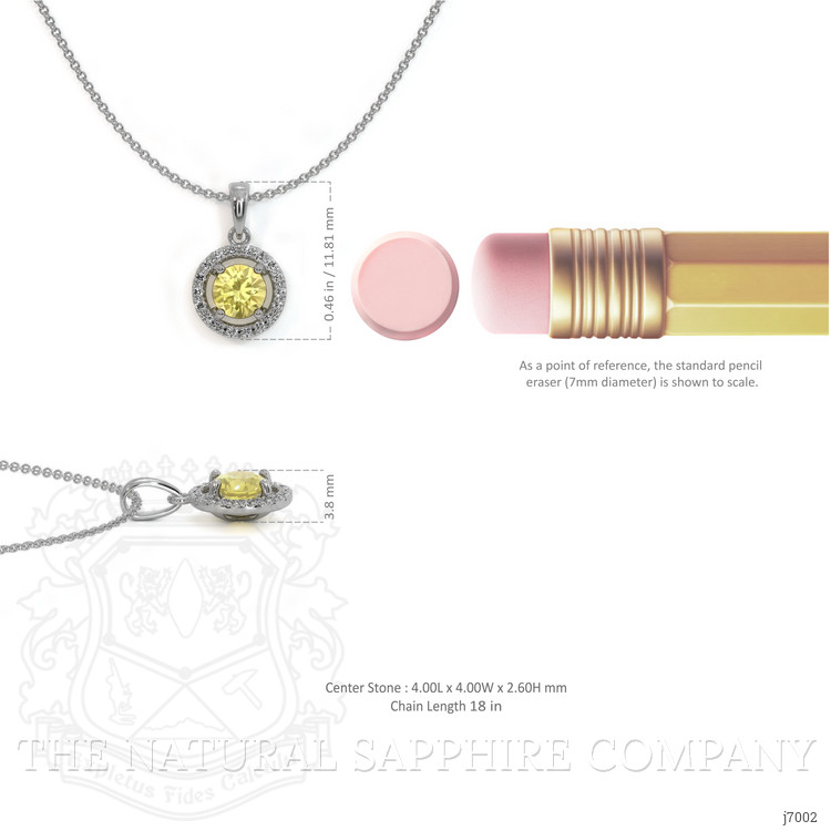 0.23 Ct. Yellow Sapphire and Natural Diamond Pave Pendant, 14K White Gold