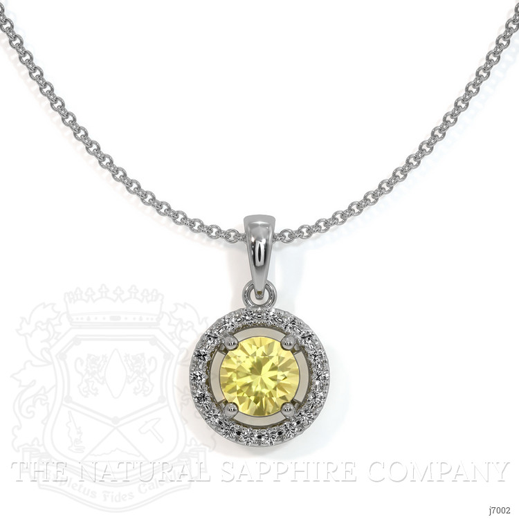 0.23 Ct. Yellow Sapphire and Natural Diamond Pave Pendant, 14K White Gold