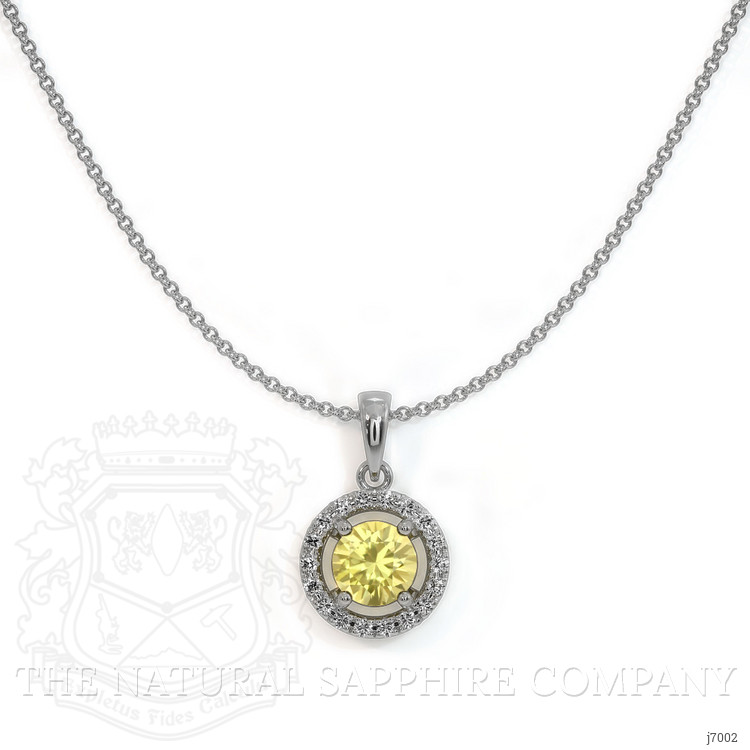 0.23 Ct. Yellow Sapphire and Natural Diamond Pave Pendant, 14K White Gold