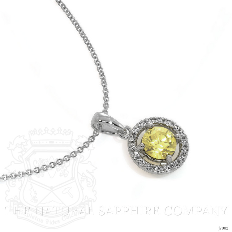 0.23 Ct. Yellow Sapphire and Natural Diamond Pave Pendant, 14K White Gold