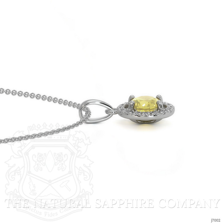 0.23 Ct. Yellow Sapphire and Natural Diamond Pave Pendant, 14K White Gold